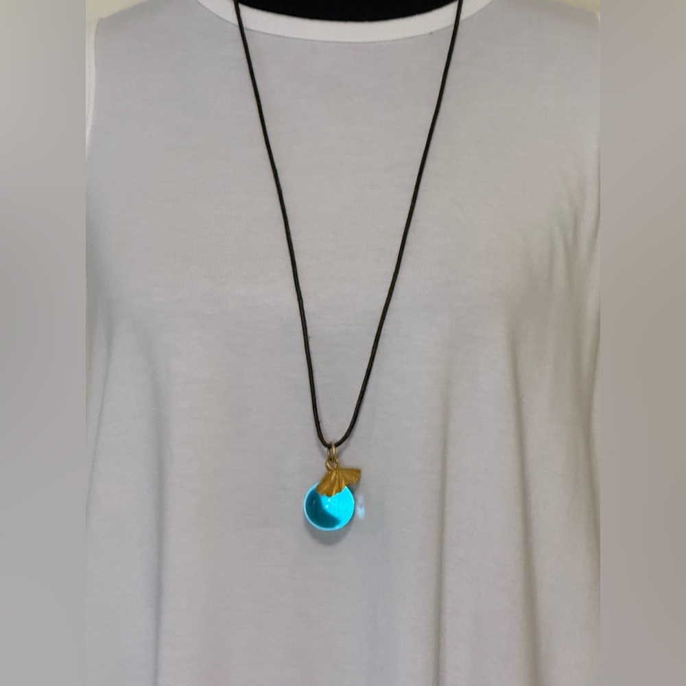 Vintage 1992 Necklace Wings Giorgio Beverly Hills Blue Lucite Ball & Gold Charm